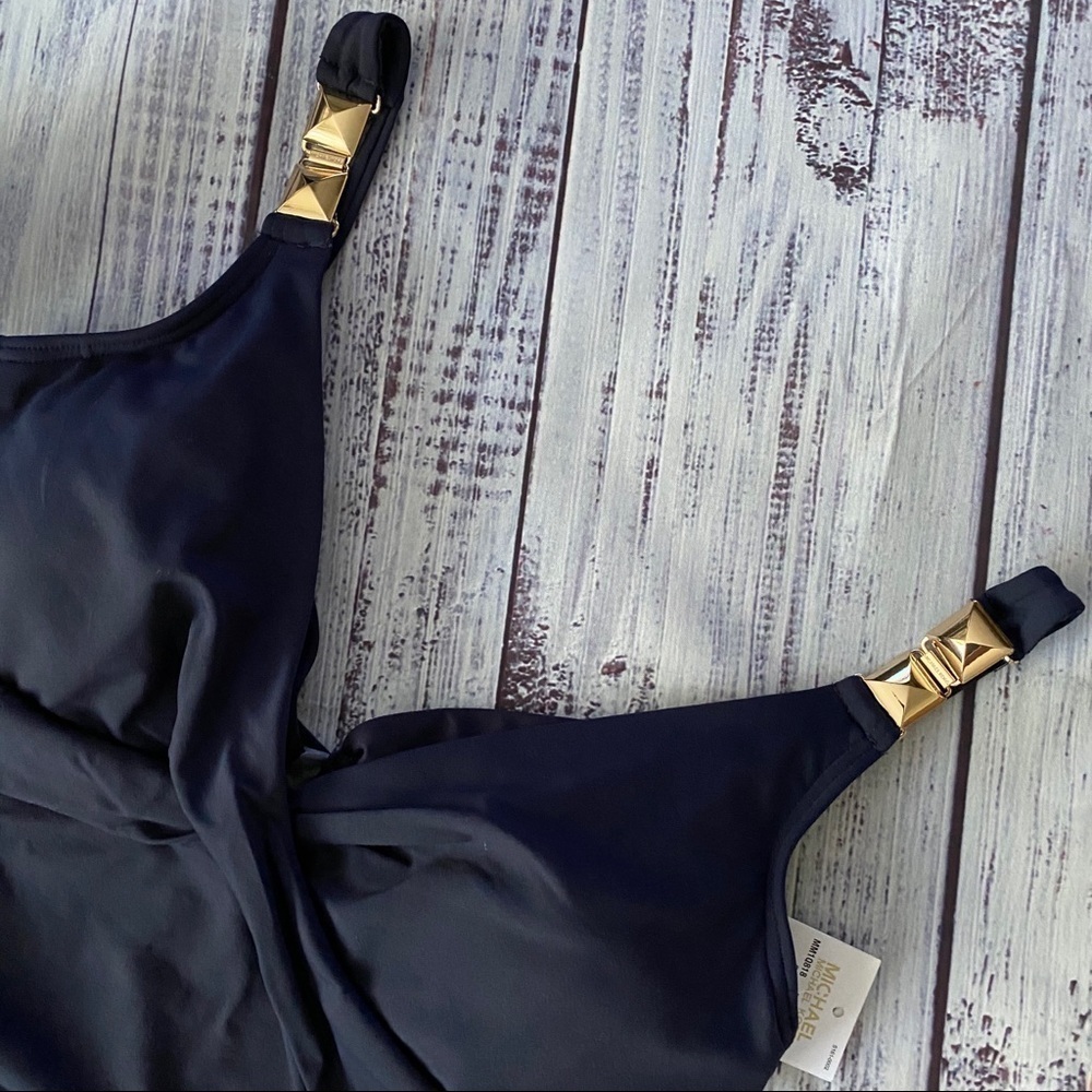 Michael Kors Navy Underwire Tankini with Gold Hardware Swim - Picture 2 of 5